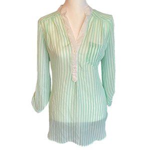 Sheer Mint Striped Blouse